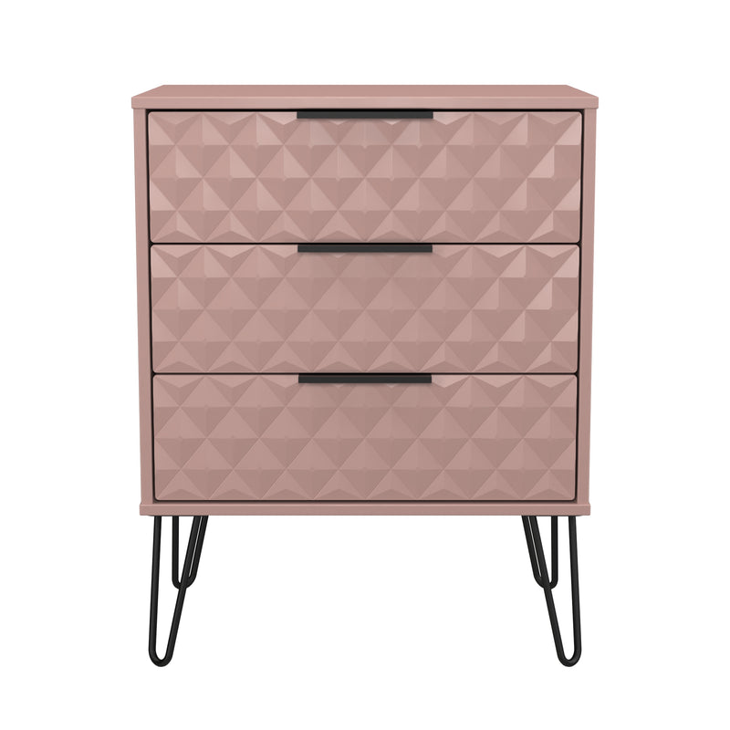 Harlequin 3 Drawer Chest in Kobe Pink - Ready Assembled