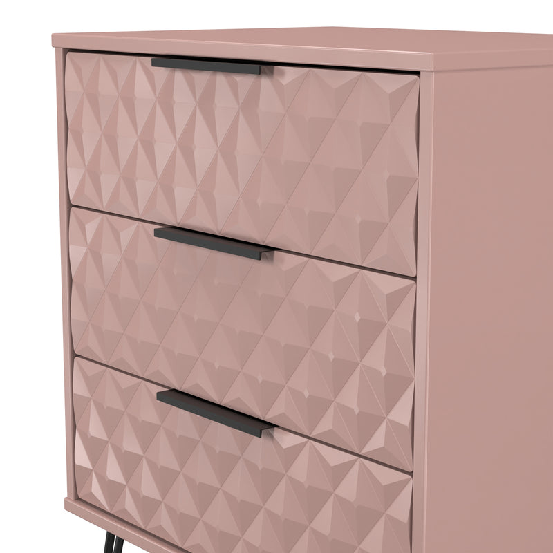 Harlequin 3 Drawer Chest in Kobe Pink - Ready Assembled
