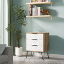 Harlequin 3 Drawer Chest in White Matt & Vintage Oak - Ready Assembled