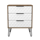 Harlequin 3 Drawer Chest in White Matt & Vintage Oak - Ready Assembled