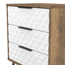 Harlequin 3 Drawer Chest in White Matt & Vintage Oak - Ready Assembled