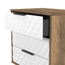 Harlequin 3 Drawer Chest in White Matt & Vintage Oak - Ready Assembled
