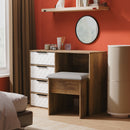 Harlequin 4 Drawer Vanity in White Matt & Vintage Oak - Ready Assembled