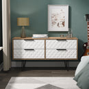 Harlequin 4 Drawer Bedbox in White Matt & Vintage Oak - Ready Assembled
