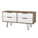Harlequin 4 Drawer Bedbox in White Matt & Vintage Oak - Ready Assembled