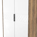 Harlequin Double Wardrobe in White Matt & Vintage Oak - Ready Assembled