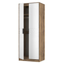 Harlequin Double Wardrobe in White Matt & Vintage Oak - Ready Assembled