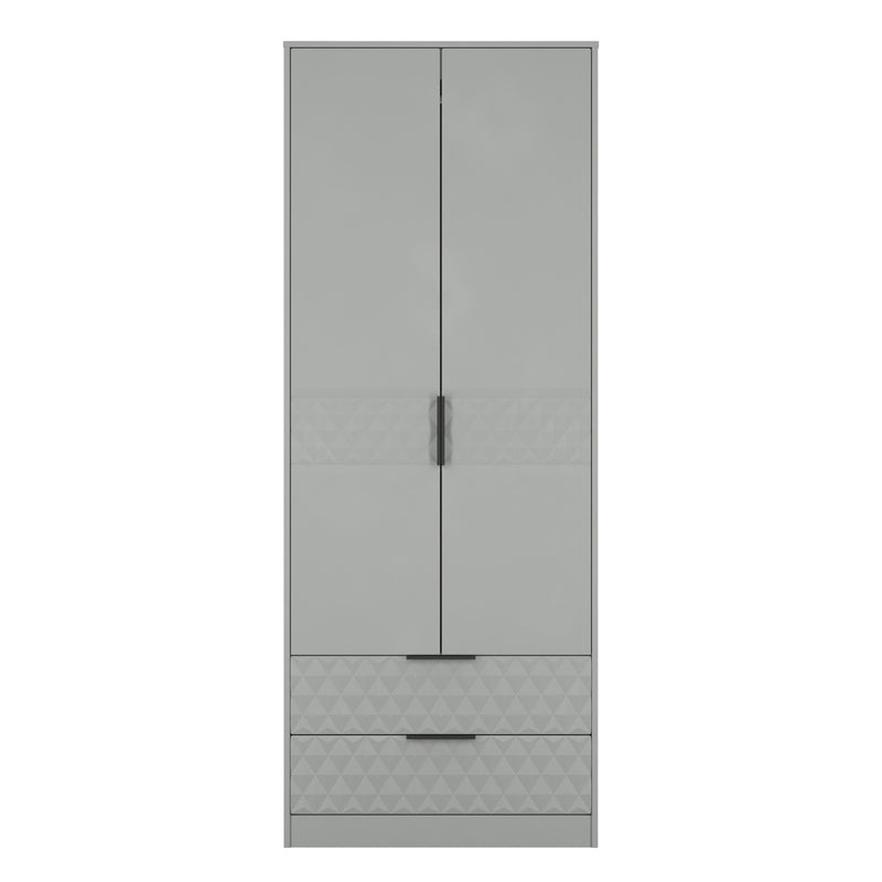 Harlequin 2 Drawer Double Wardrobe in Dusk Grey - Ready Assembled