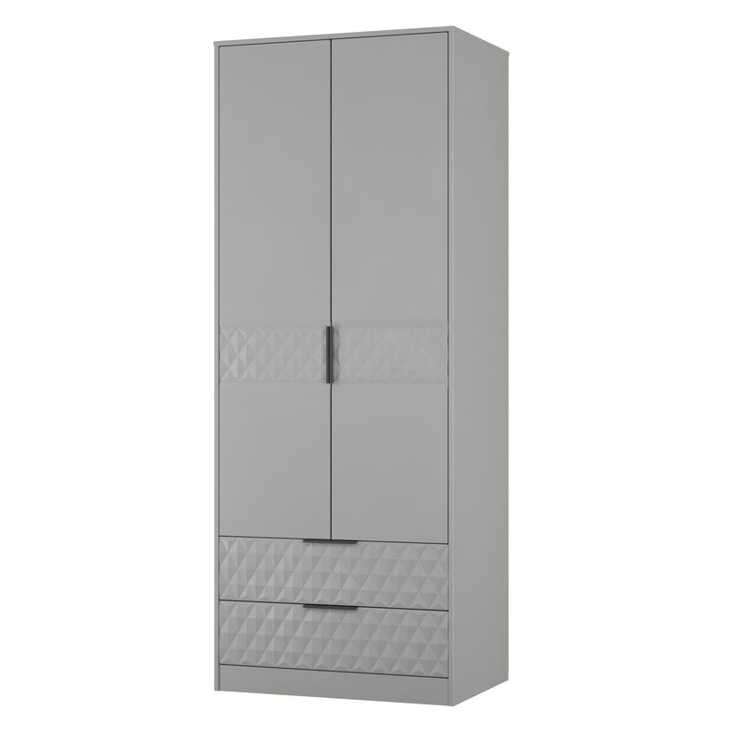 Harlequin 2 Drawer Double Wardrobe in Dusk Grey - Ready Assembled