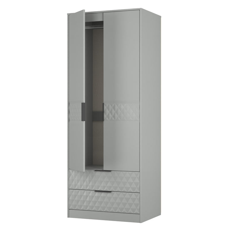 Harlequin 2 Drawer Double Wardrobe in Dusk Grey - Ready Assembled