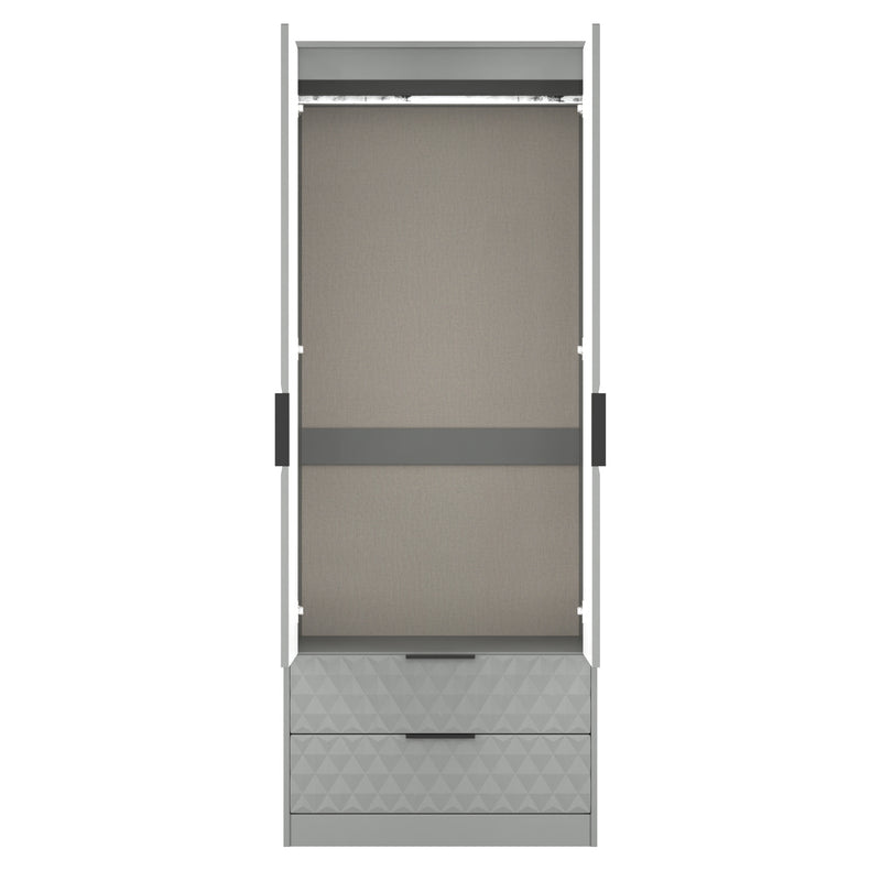 Harlequin 2 Drawer Double Wardrobe in Dusk Grey - Ready Assembled