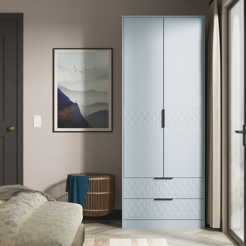 Harlequin 2 Drawer Double Wardrobe in Denim Blue - Ready Assembled