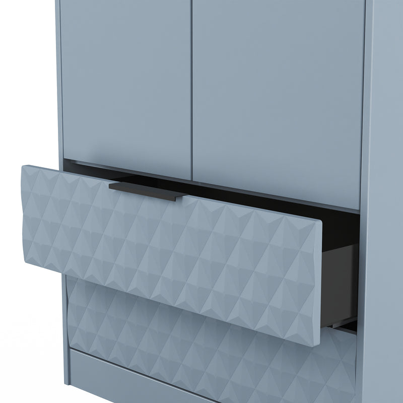 Harlequin 2 Drawer Double Wardrobe in Denim Blue - Ready Assembled