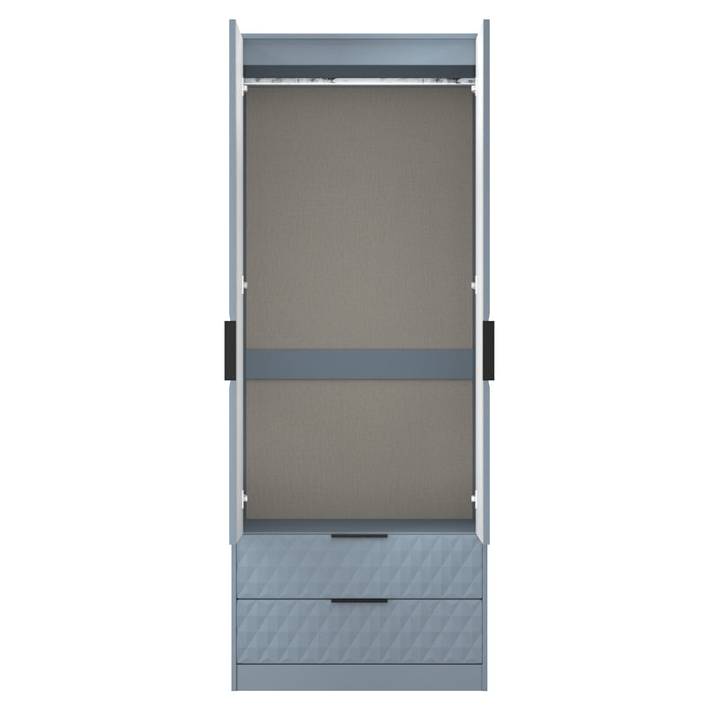 Harlequin 2 Drawer Double Wardrobe in Denim Blue - Ready Assembled