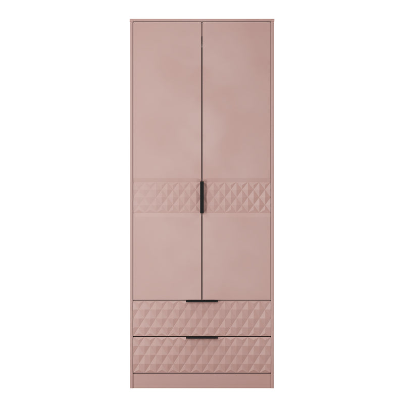 Harlequin 2 Drawer Double Wardrobe in Kobe Pink - Ready Assembled