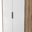 Harlequin 2 Drawer Double Wardrobe in White Matt & Vintage Oak - Ready Assembled