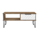 Harlequin 1 Drawer Coffee Table in White Matt & Vintage Oak - Ready Assembled