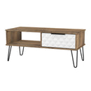 Harlequin 1 Drawer Coffee Table in White Matt & Vintage Oak - Ready Assembled