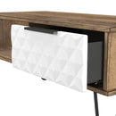Harlequin 1 Drawer Coffee Table in White Matt & Vintage Oak - Ready Assembled