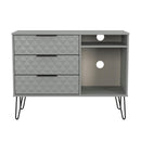 Harlequin 3 Drawer TV Unit in Dusk Grey - Ready Assembled