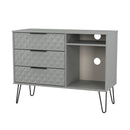 Harlequin 3 Drawer TV Unit in Dusk Grey - Ready Assembled