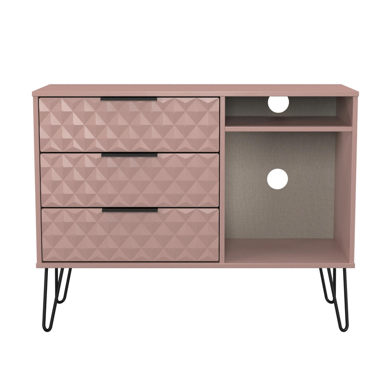 Harlequin 3 Drawer TV Unit in Kobe Pink - Ready Assembled
