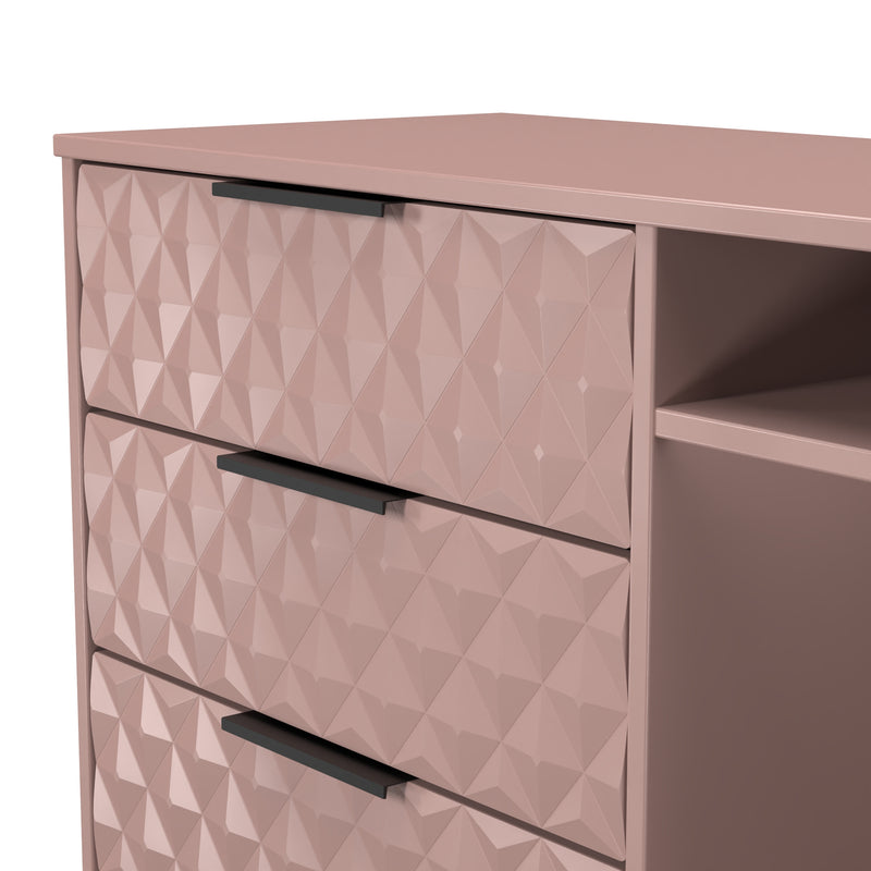 Harlequin 3 Drawer TV Unit in Kobe Pink - Ready Assembled