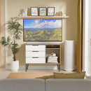 Harlequin 3 Drawer TV Unit in White Matt & Vintage Oak - Ready Assembled