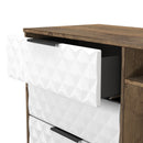 Harlequin 3 Drawer TV Unit in White Matt & Vintage Oak - Ready Assembled