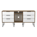 Harlequin 6 Drawer Sideboard in White Matt & Vintage Oak - Ready Assembled