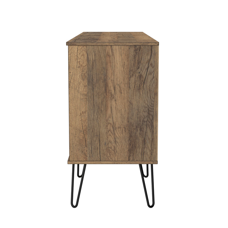 Harlequin 6 Drawer Sideboard in White Matt & Vintage Oak - Ready Assembled