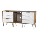 Harlequin 6 Drawer Sideboard in White Matt & Vintage Oak - Ready Assembled