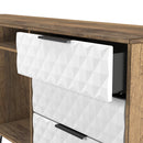 Harlequin 6 Drawer Sideboard in White Matt & Vintage Oak - Ready Assembled