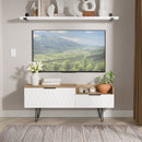 Harlequin 2 Drawer Coffee TV Unit in White Matt & Vintage Oak - Ready Assembled