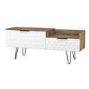 Harlequin 2 Drawer Coffee TV Unit in White Matt & Vintage Oak - Ready Assembled