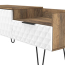 Harlequin 2 Drawer Coffee TV Unit in White Matt & Vintage Oak - Ready Assembled