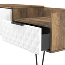 Harlequin 2 Drawer Coffee TV Unit in White Matt & Vintage Oak - Ready Assembled