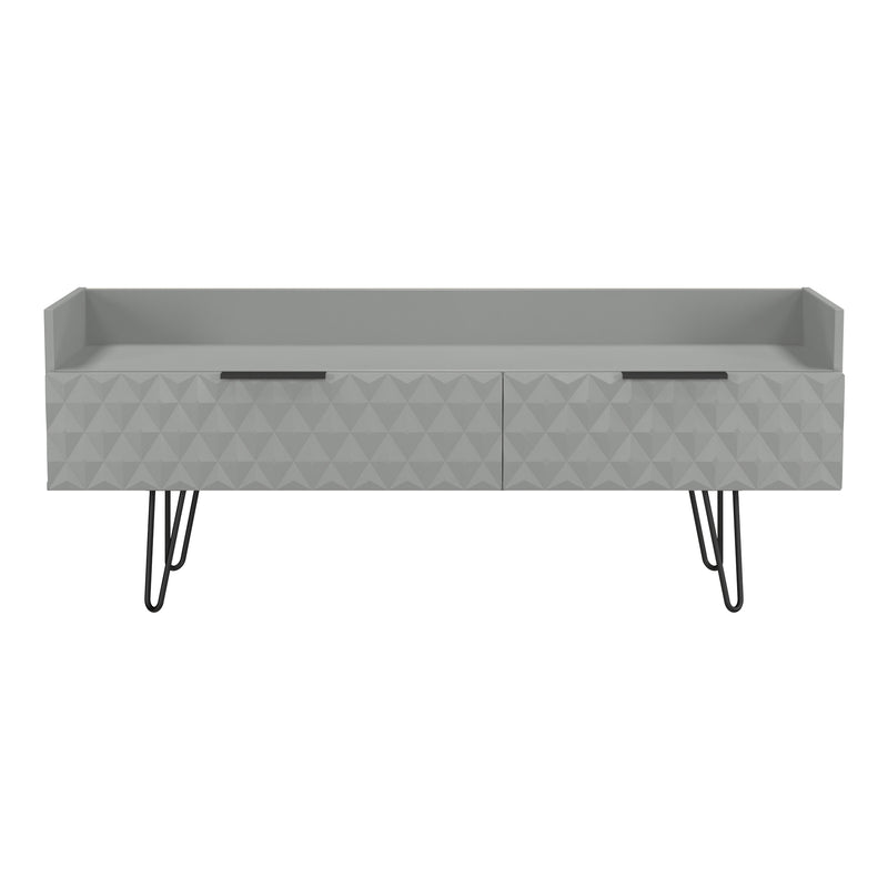 Harlequin 2 Drawer Coffee TV Unit in Dusk Grey - Ready Assembled