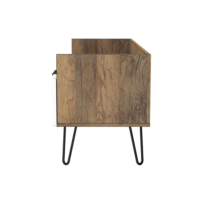 Harlequin 2 Drawer Coffee TV Unit in White Matt & Vintage Oak - Ready Assembled
