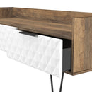 Harlequin 2 Drawer Coffee TV Unit in White Matt & Vintage Oak - Ready Assembled