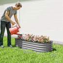 Outsunny Galvanised Raised Garden Bed Planter Box with Safety Edging Silver