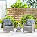 Outsunny 2 Pieces Rattan Garden Chairs, Cushioned Rattan Chairs