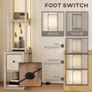 HOMCOM Floor Lamp with Shelves, LED Standing Lamp with Fabric Drawer
