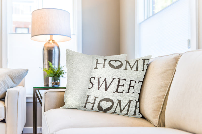 Home Sweet Home Jacquard Cushion Cover in Beige