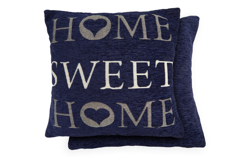 Home Sweet Home Jacquard Cushion Cover in Navy Blue