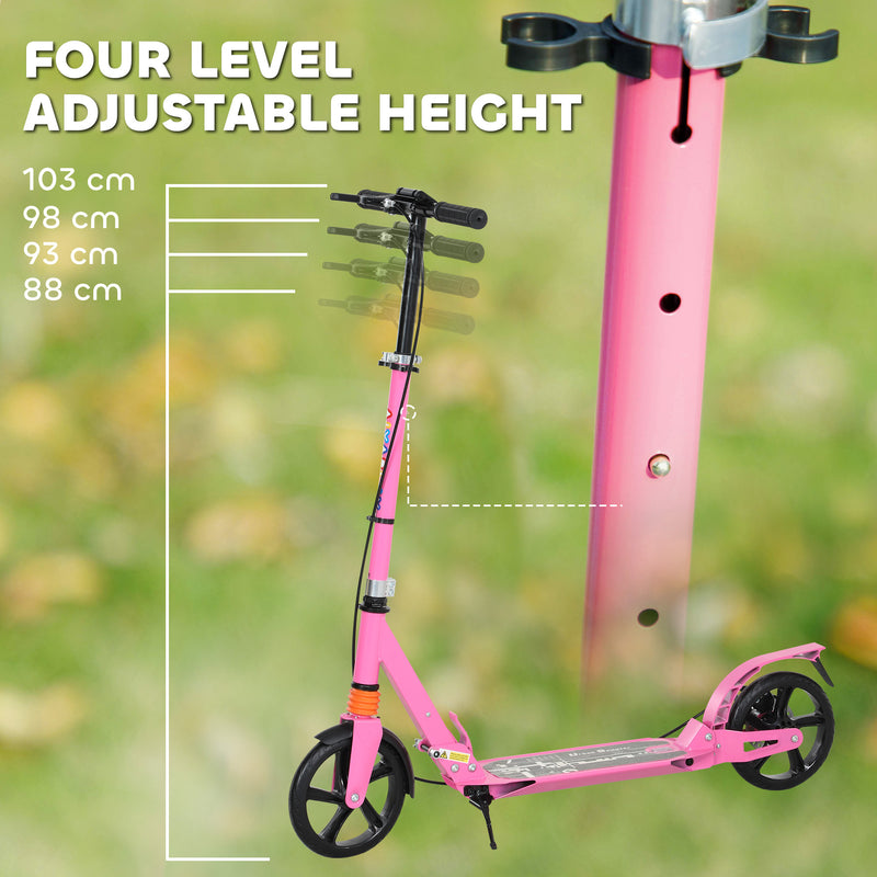 AIYAPLAY Kids Scooter, Foldable Kick Scooter w/ Adjustable Handlebar, Pink
