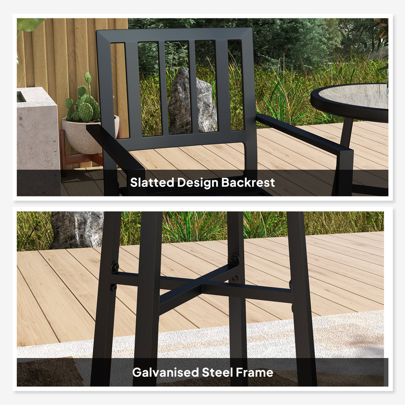 Outsunny 3 Piece Patio Bistro Set with Plastic Top, 2 Stackable Chairs, Grey