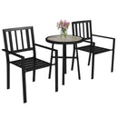 Outsunny 3 Piece Patio Bistro Set with Plastic Top, 2 Stackable Chairs, Grey