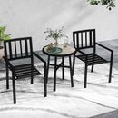 Outsunny 3 Piece Patio Bistro Set with Plastic Top, 2 Stackable Chairs, Grey