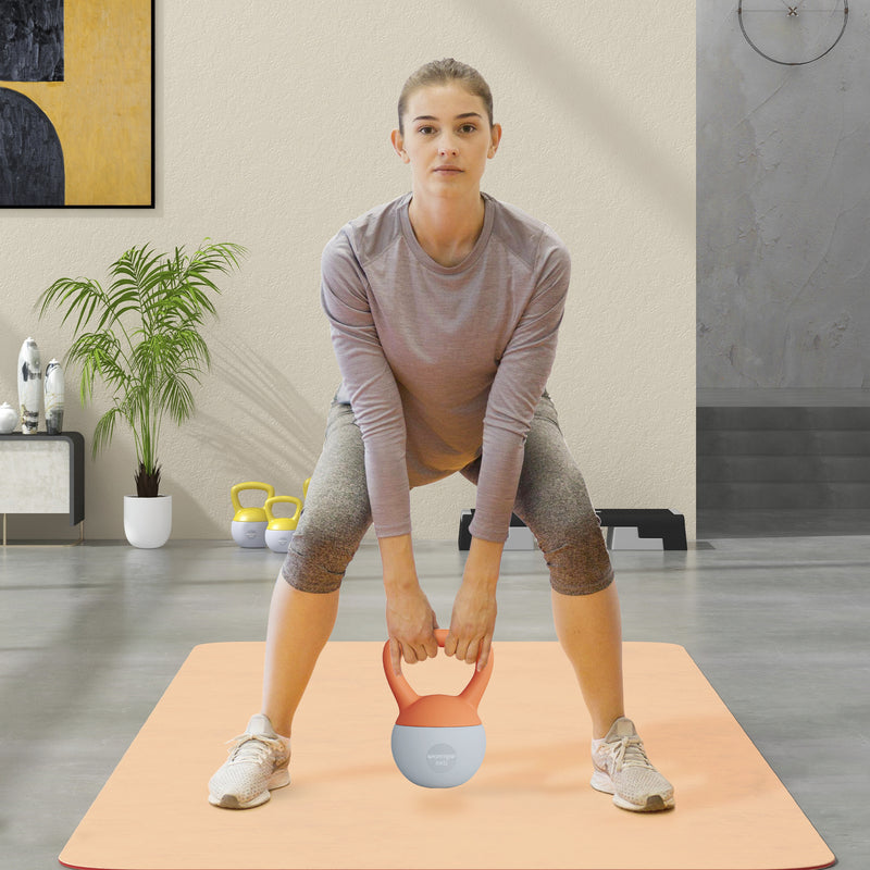 SPORTNOW Kettlebell W/ Soft Body And Non-Slip Handle, Orange And Grey